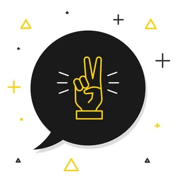 Line Hand showing two finger icon isolated on white background. Victory han.. Stock Illustration