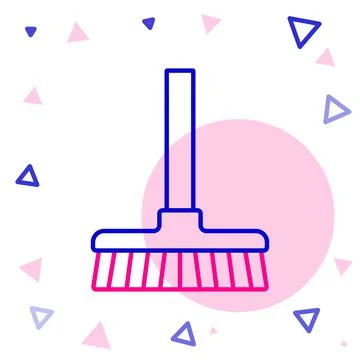 Line Handle broom icon isolated on white background. Cleaning service concept Illustration