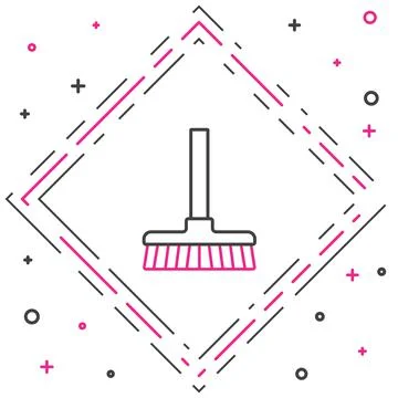 Line Handle broom icon isolated on white background. Cleaning service concept Illustration