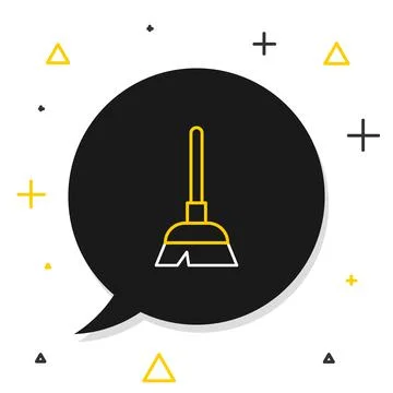 Line Handle broom icon isolated on white background. Cleaning service concept Illustration