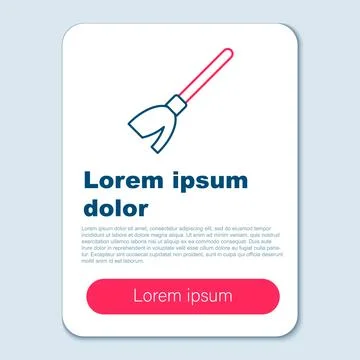 Line Handle broom icon isolated on grey background. Cleaning service concept Illustration