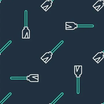 Line Handle broom icon isolated seamless pattern on black background. Clean.. Stock Illustration