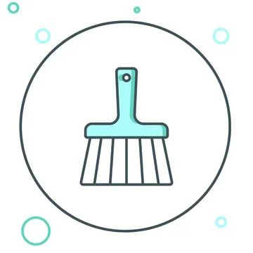 Line Handle broom icon isolated on white background. Cleaning service conce.. Illustration