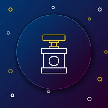 Line Handle detonator for dynamite icon isolated on blue background. Colorful Illustrazione stock