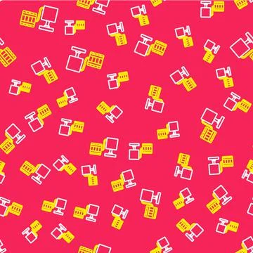 Line Handle detonator for dynamite icon isolated seamless pattern on red 스톡 일러스트