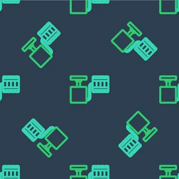 Line Handle detonator for dynamite icon isolated seamless pattern on blue Stock Illustration