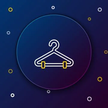 Line Hanger wardrobe icon isolated on blue background. Cloakroom icon. Clot.. Stock Illustration