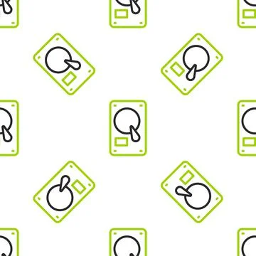 Line Hard disk drive HDD icon isolated seamless pattern on white background Stock Illustration