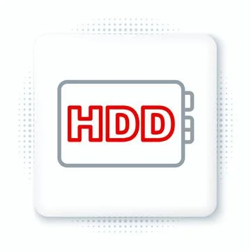Line Hard disk drive HDD icon isolated on white background. Colorful outline Stock Illustration