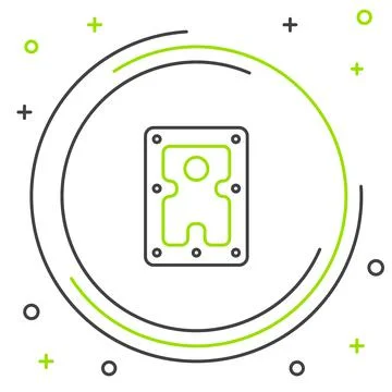 Line Hard disk drive HDD icon isolated on white background. Colorful outline Stock Illustration