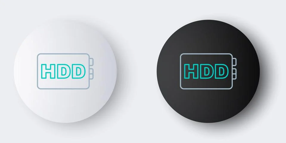 Line Hard disk drive HDD icon isolated on grey background. Colorful outline Stock Illustration