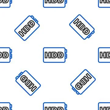 Line Hard disk drive HDD icon isolated seamless pattern on white background.  Stock Illustration
