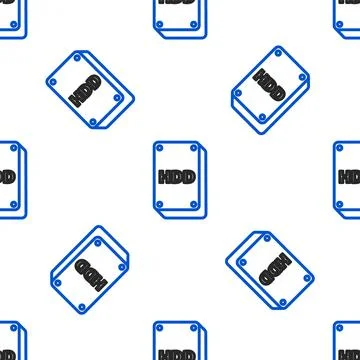 Line Hard disk drive HDD icon isolated seamless pattern on white background Illustrazione stock