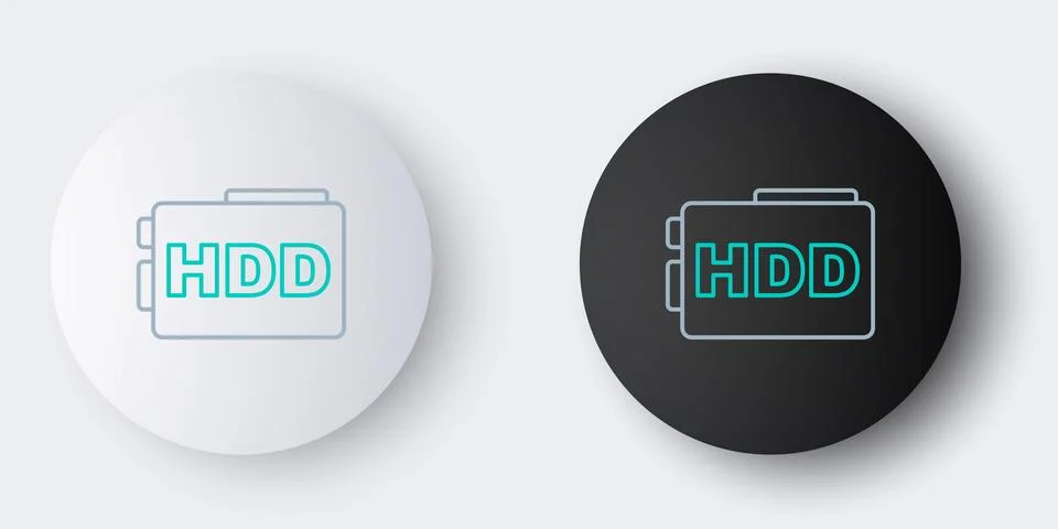 Line Hard disk drive HDD icon isolated on grey background. Colorful outline.. Stock Illustration