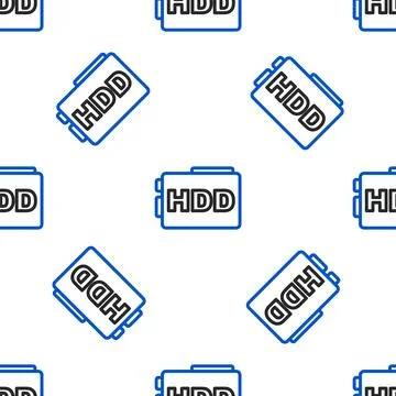 Line Hard disk drive HDD icon isolated seamless pattern on white background.. Stock Illustration