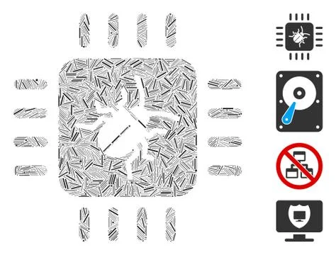 Line Hardware Bug Icon Vector Collage Stock Illustration