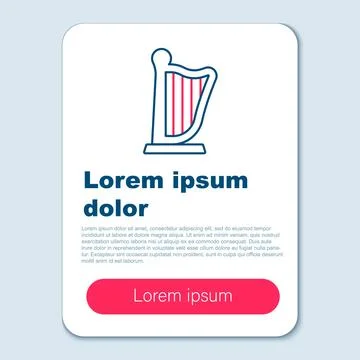 Line Harp icon isolated on grey background. Classical music instrument, orhestra Stock Illustration