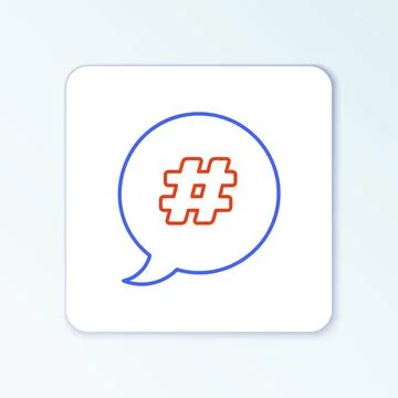 Line Hashtag speech bubble icon isolated on white background. Concept of number Illustrazione stock