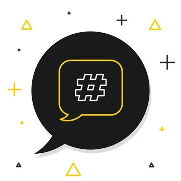 Line Hashtag speech bubble icon isolated on white background. Concept of number Illustrazione stock