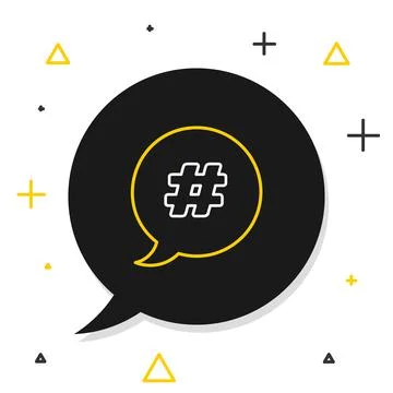 Line Hashtag speech bubble icon isolated on white background. Concept of numb Illustrazione stock