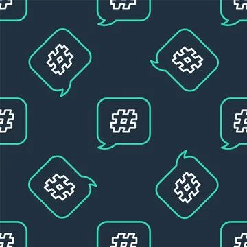 Line Hashtag speech bubble icon isolated seamless pattern on black backgrou.. 스톡 일러스트
