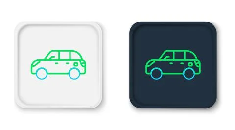 Line Hatchback car icon isolated on white background. Colorful outline concept Stock Illustration