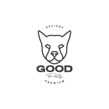 Line head pets dog pit bull vintage logo design vector graphic symbol icon .. イラスト素材