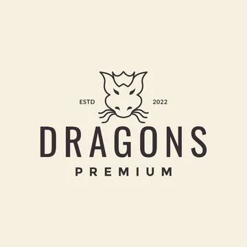 Line head simple dragon logo design vector graphic symbol icon illustration.. Stock Illustration