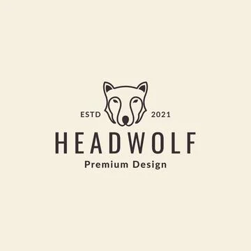 Line head wolf hipster logo symbol icon vector graphic design illustration .. Stock Illustration