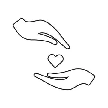 Line Heart in hand vector icon. Line illustration isolated on white backgroun Stock Illustration