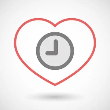Line heart icon with a clock Stock Illustration