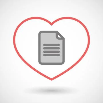 Line heart icon with a document Stock Illustration