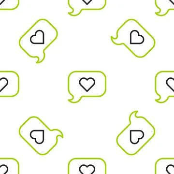 Line Heart in speech bubble icon isolated seamless pattern on white background Stock Illustration