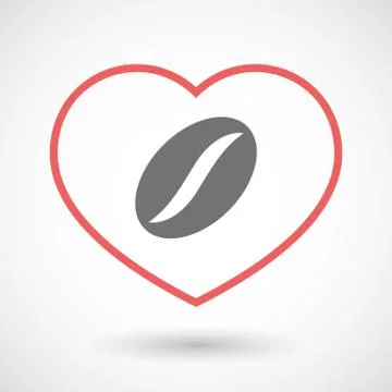 Line hearth icon with a coffee bean Stock Illustration