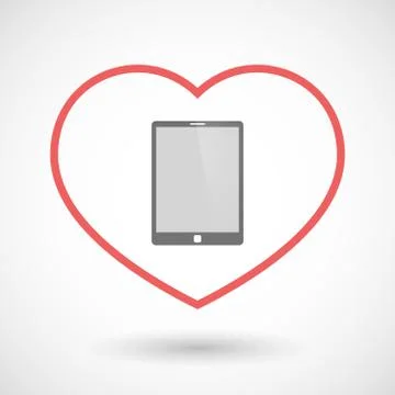 Line hearth icon with a tablet computer Stock Illustration