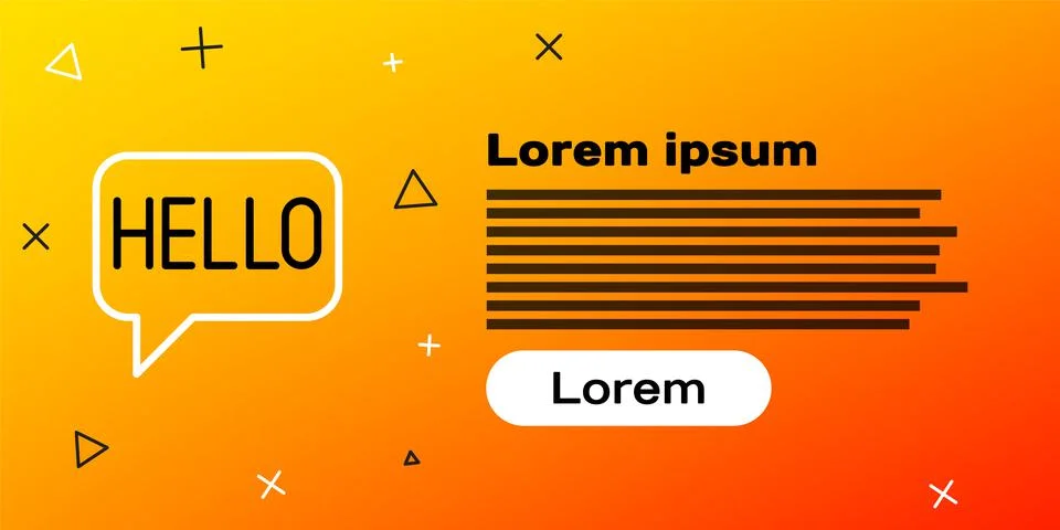 Line Hello in different languages icon isolated on yellow background. Speech Stock Illustration