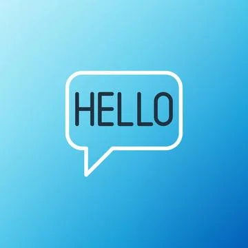 Line Hello in different languages icon isolated on blue background. Speech Stock Illustration