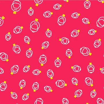 Line Helmet and action camera icon isolated seamless pattern on red background Stockillustratie