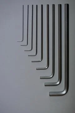 Line up of hex wrench set tools Stock Photos
