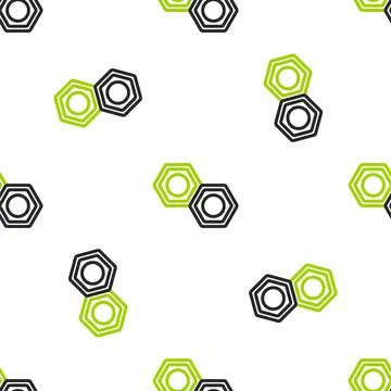 Line Hexagonal metal nut icon isolated seamless pattern on white background Stockillustratie