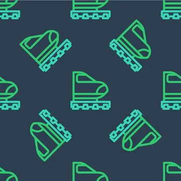Line High-speed train icon isolated seamless pattern on blue background Stock Illustration