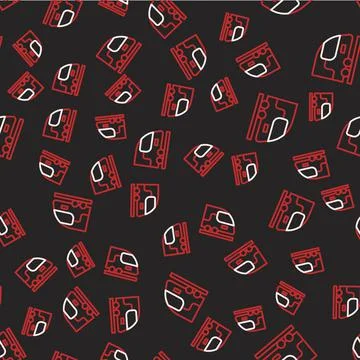 Line High-speed train icon isolated seamless pattern on black background Stock Illustration
