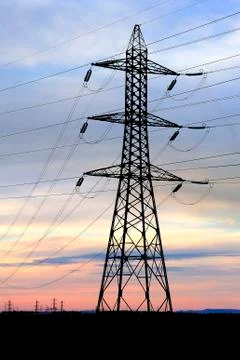 Line with high voltage Stock Photos
