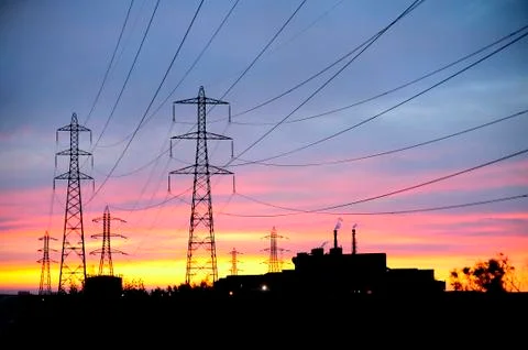 Line with high voltage Stock Photos
