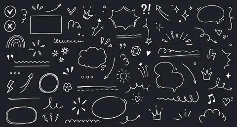 Line highlight brush, text emphasis, underline brush on chalkboard background Stock Illustration