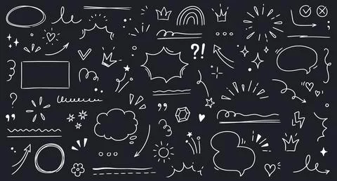 Line highlight brush, text emphasis, underline brush on chalkboard background 스톡 일러스트