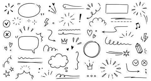 Line highlight brush, text emphasis, underline brush. Hand drawn scribble Stock Illustration