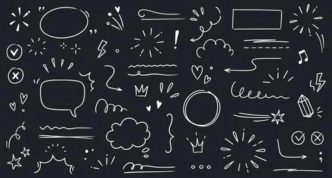 Line highlight brush, text emphasis, underline brush on chalkboard background Stock Illustration