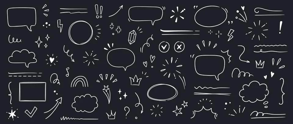 Line highlight brush, text emphasis, underline brush on chalkboard background Illustrazione stock
