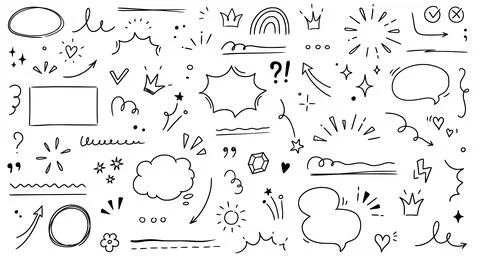 Line highlight brush, text emphasis, underline brush. Hand drawn scribble Stock Illustration